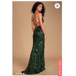 Forest Green Sequined Maxi Dress